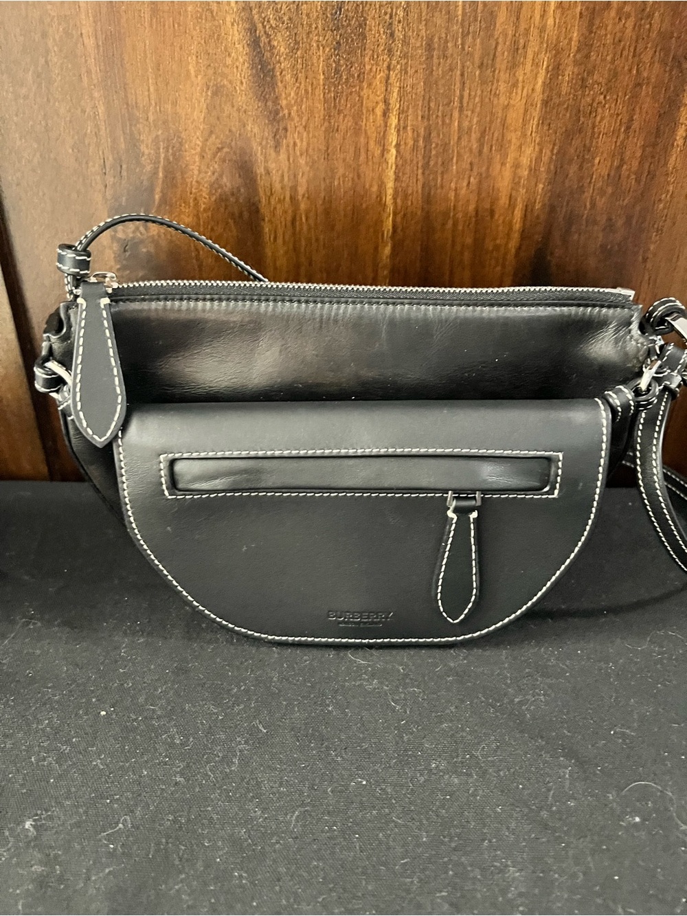 Burberry Black Leather Mini Double Olympia Bag